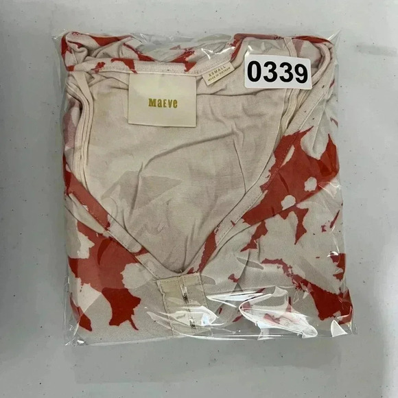 Anthropologie Maeve XS Summer Breeze Orange Off White Floral Dress Ruched Waist - Picture 15 of 15